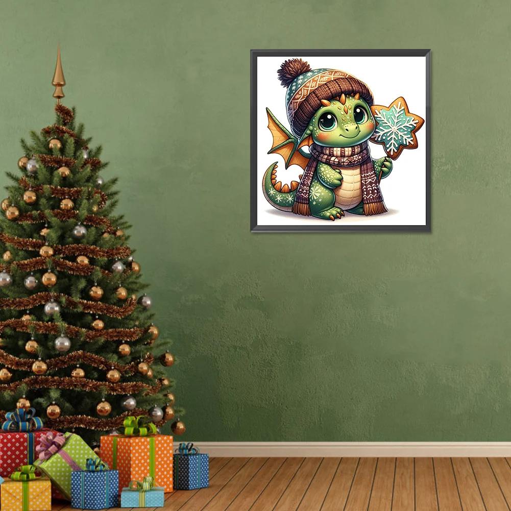 Diamond Painting - Full Round Drill - Xmas Dragon(Canvas|30*30cm)
