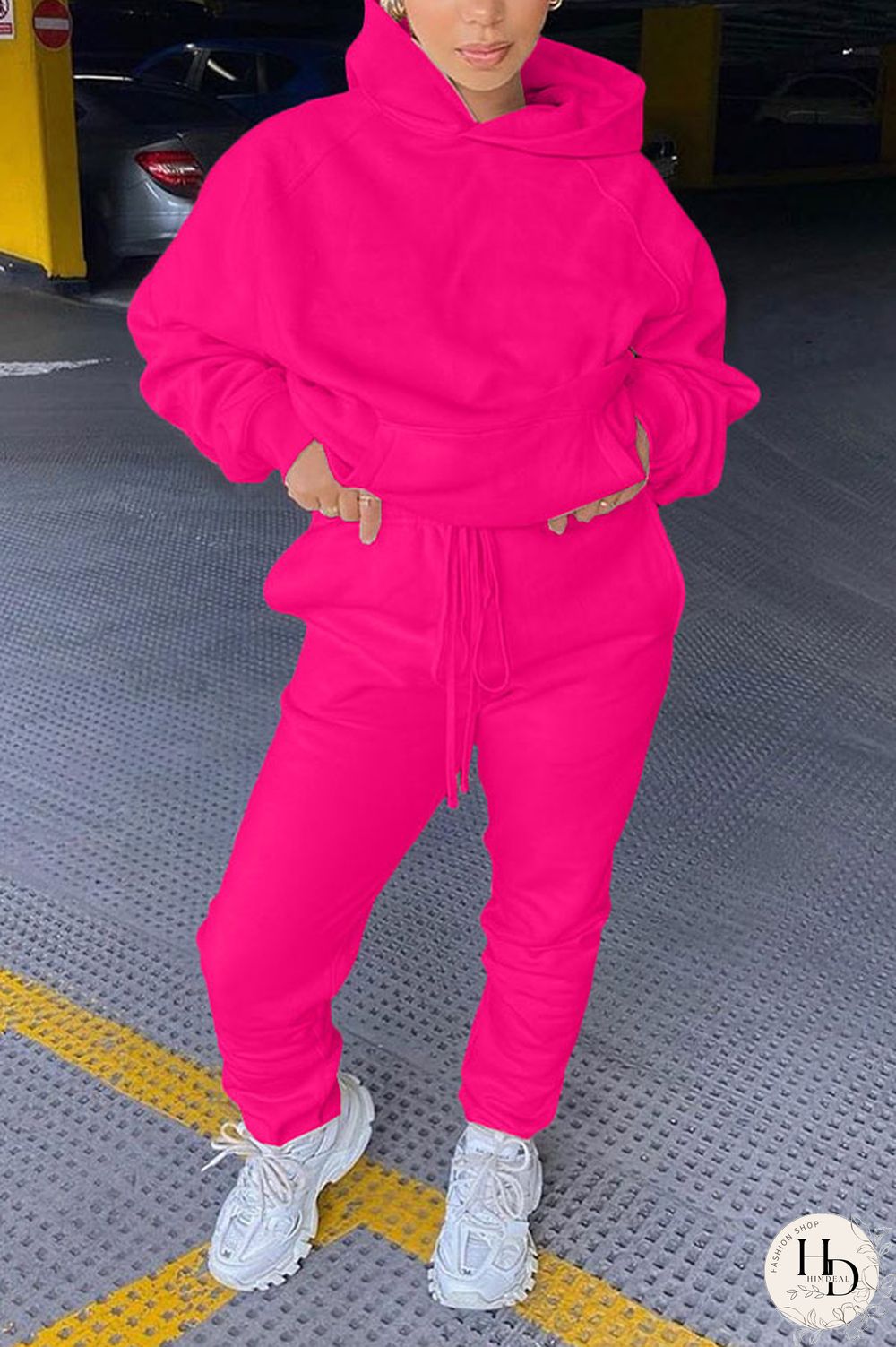 Blue Sportswear Nylon Solid Pocket Hooded Collar Long Sleeve Regular Sleeve Two Pieces