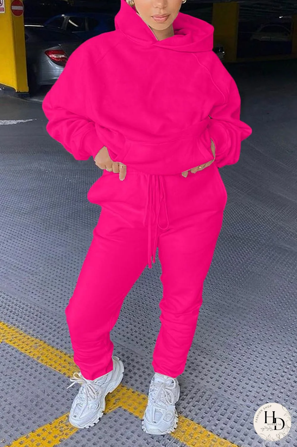 Blue Sportswear Nylon Solid Pocket Hooded Collar Long Sleeve Regular Sleeve Two Pieces