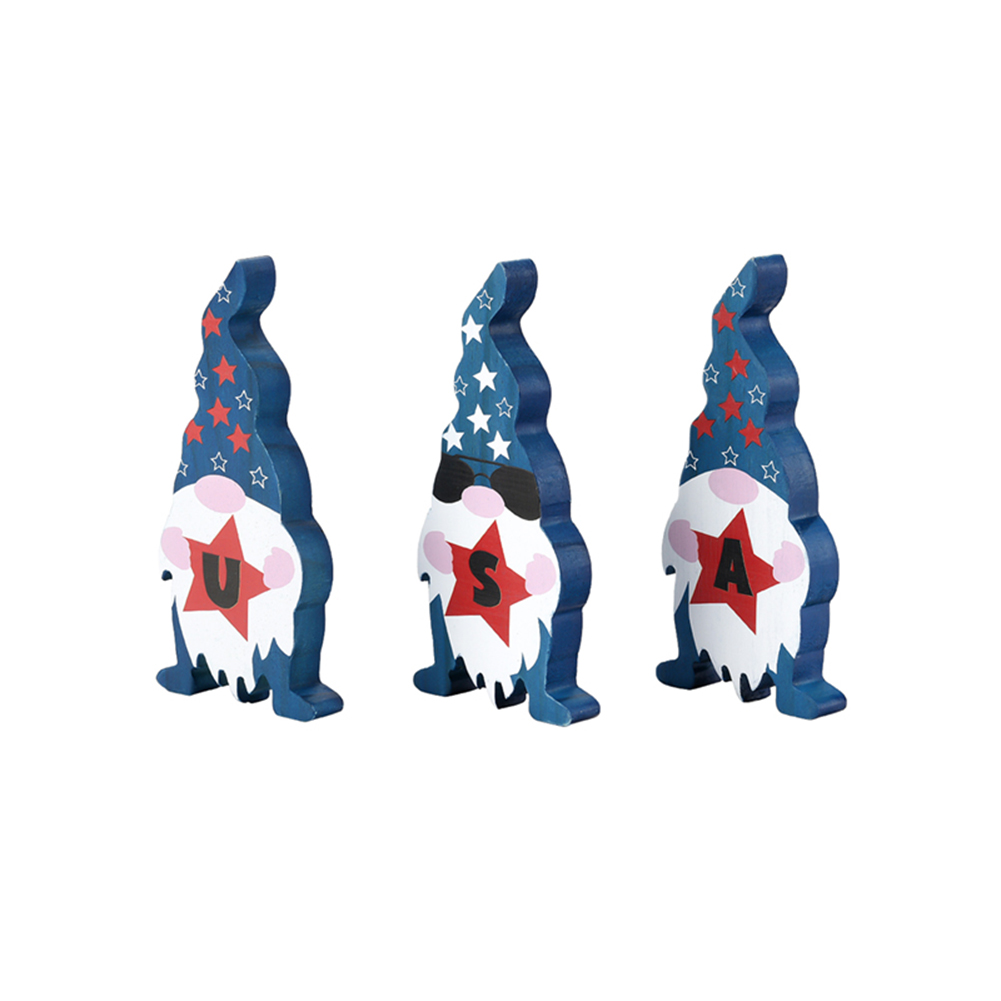 

3pcs Patriotic Gnome USA Wooden Table Sign for Independence Day Home Decor, 501 Original