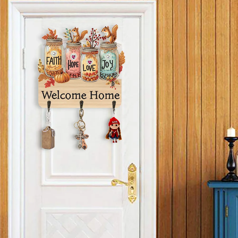 DIY Wooden Vase Diamond Art Hanging Hook Rail Diamond Painting Art Craft Wall Hooks