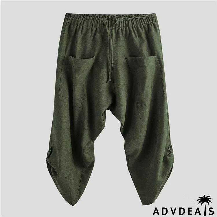 S-3XL Men Fashion Solid Color Drawstring Pants