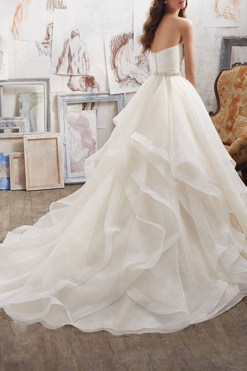 Miabel Tulle Sweetheart Wedding Dress Ruffles