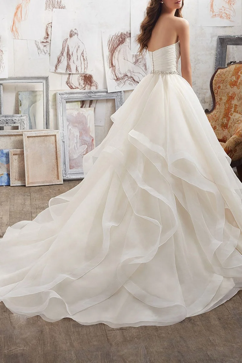 Miabel Tulle Sweetheart Wedding Dress Ruffles