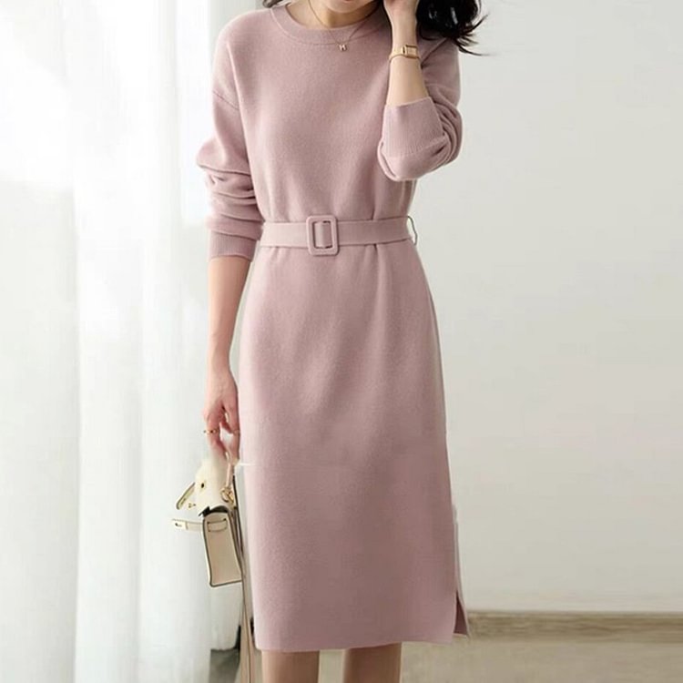 Casual Knitted Long Sleeve Dresses QueenFunky