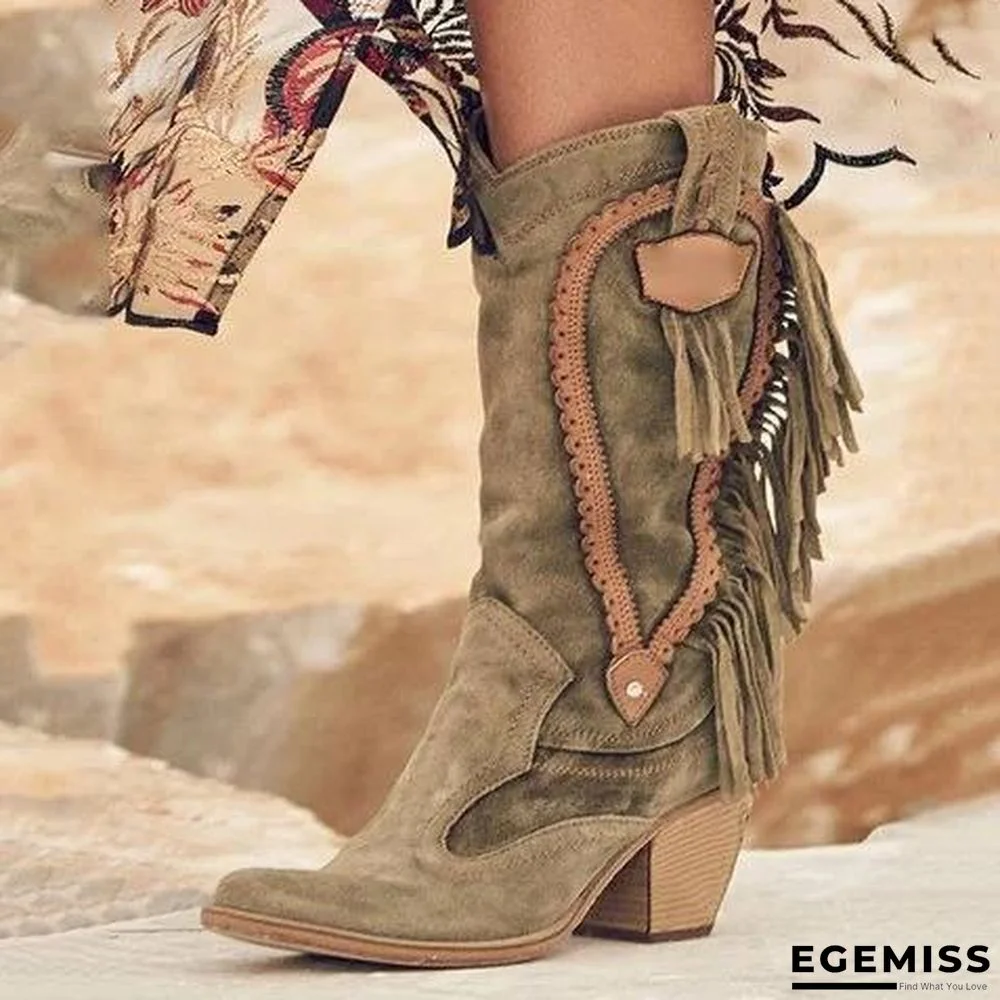 Women Winter Vintage Tassel Knee-High Boots | EGEMISS