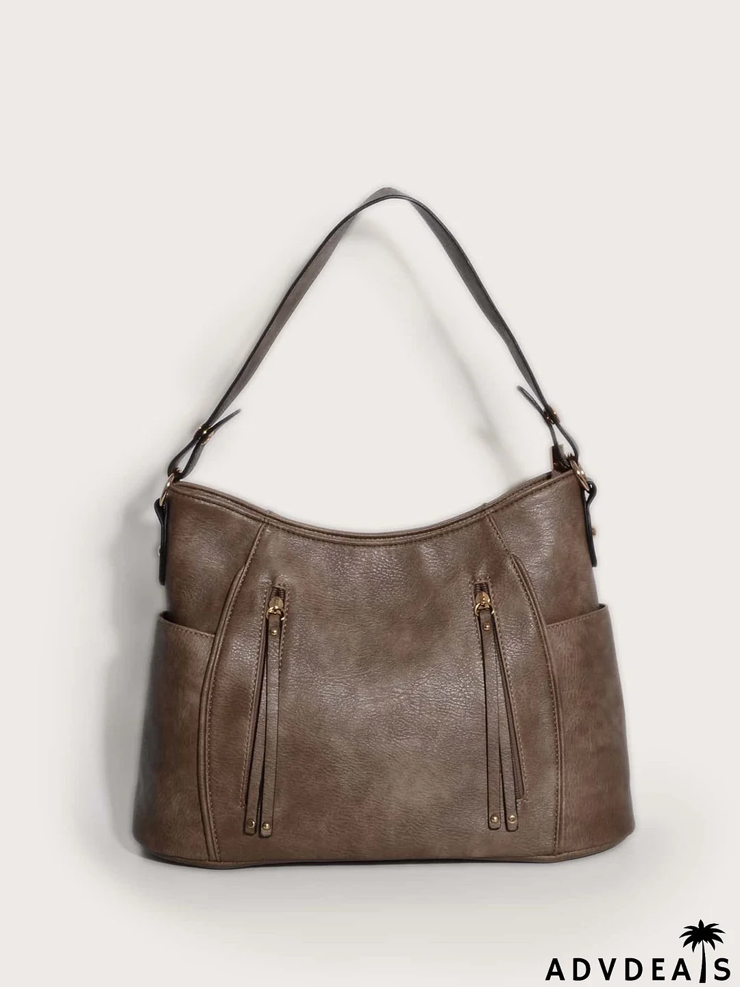 Vintage Design Double Zipper Shoulder Bag