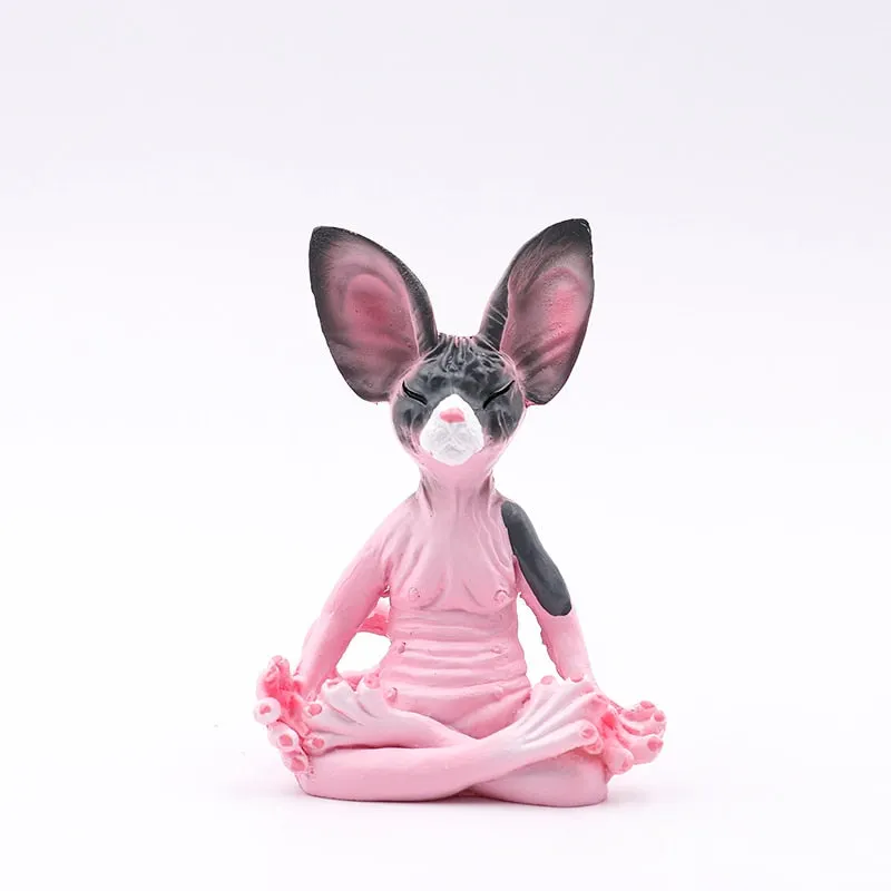 Whimsical Buddha Sphynx Cat Figurine Meditation Yoga Happy Cat Decor Art Sculptures Outdoor Garden Statues Figurines D&eacute;co Jardin