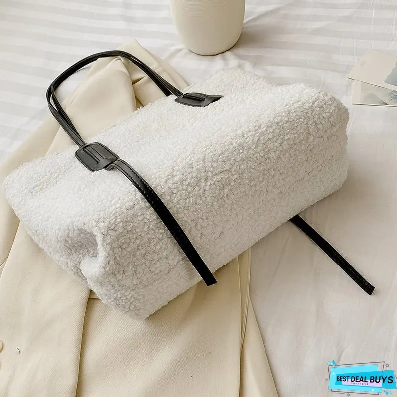 Top Handle Plush Tote Bag
