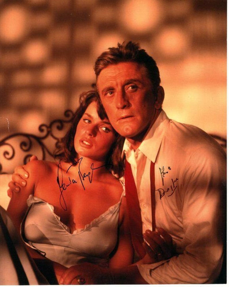 Kirk douglas and senta berger signed autographed cast a giant shadow Photo Poster painting