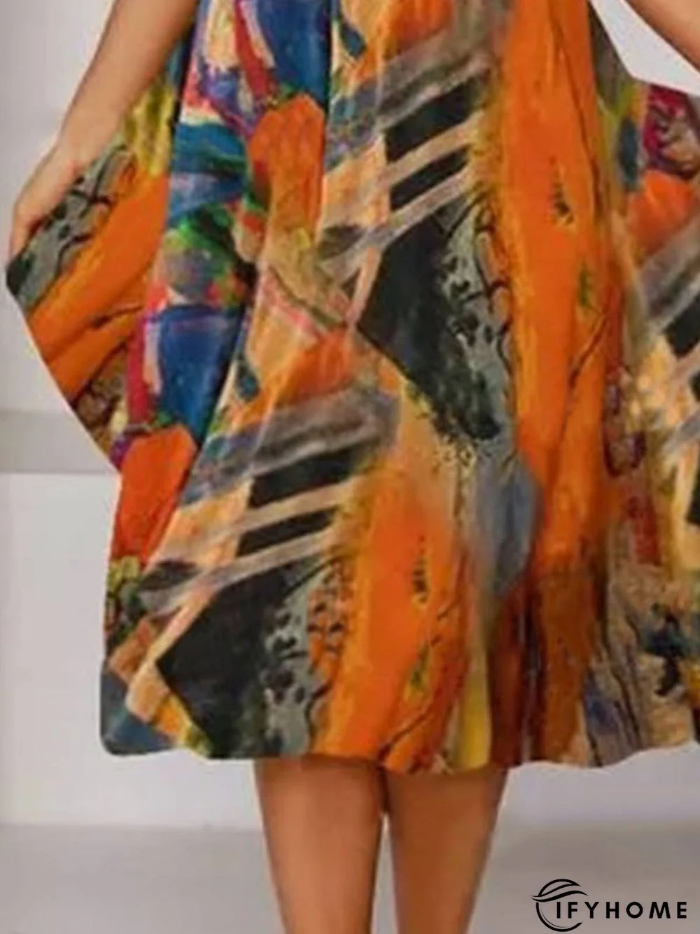 Boho Printed V Neck Floral Weaving Dress | IFYHOME