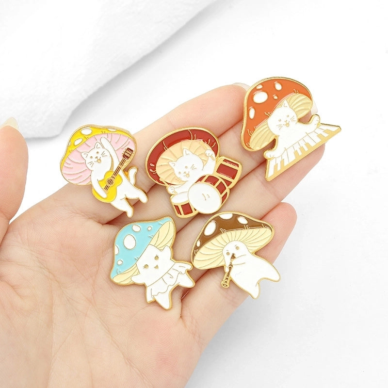 Fashion Pin Cat Mushroom Alloy Plating Unisex Brooches