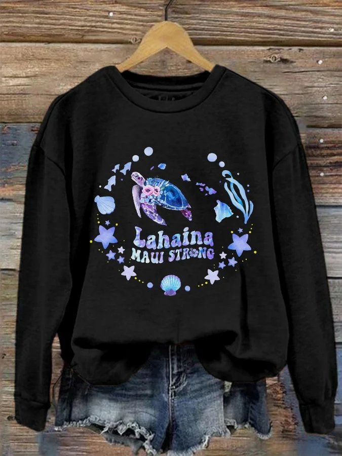 Women's Maui Sea Turtle Print Sweatshirt