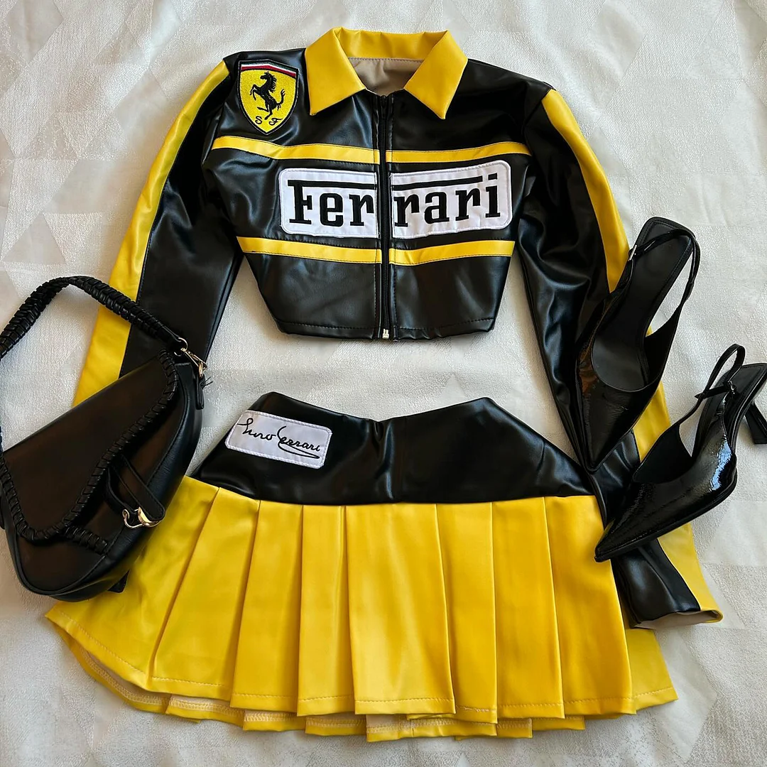 Women's Racing Jacket And Skirt Two-piece Set / DarkAcademias /Darkacademias