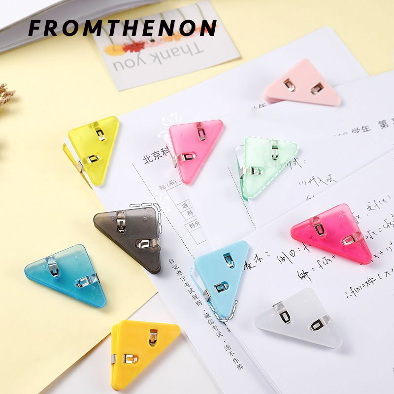 Fromthenon Colorful Creative Triangle Clip Snack Seal Transparent Plastic Student Stationery Book Clip Storage Supplies