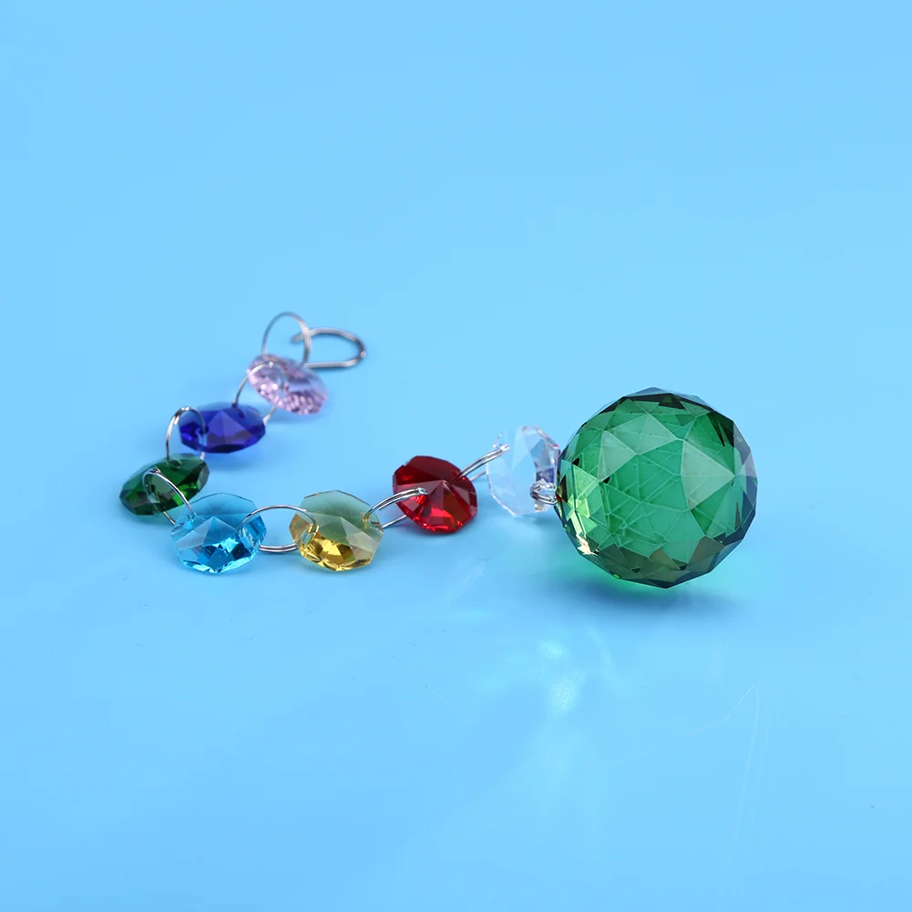 Hanging Crystal Ball Rainbow Prism Light Catcher Wind Chimes Decor (Green)
