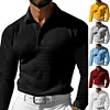 T-shirt da uomo a maniche lunghe con risvolto Waffle