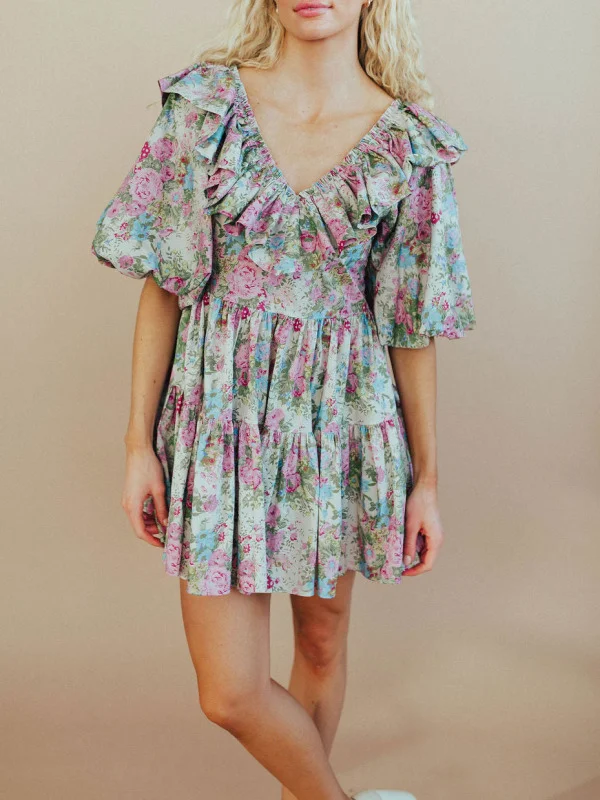 Ruffle Floral Mini Dress