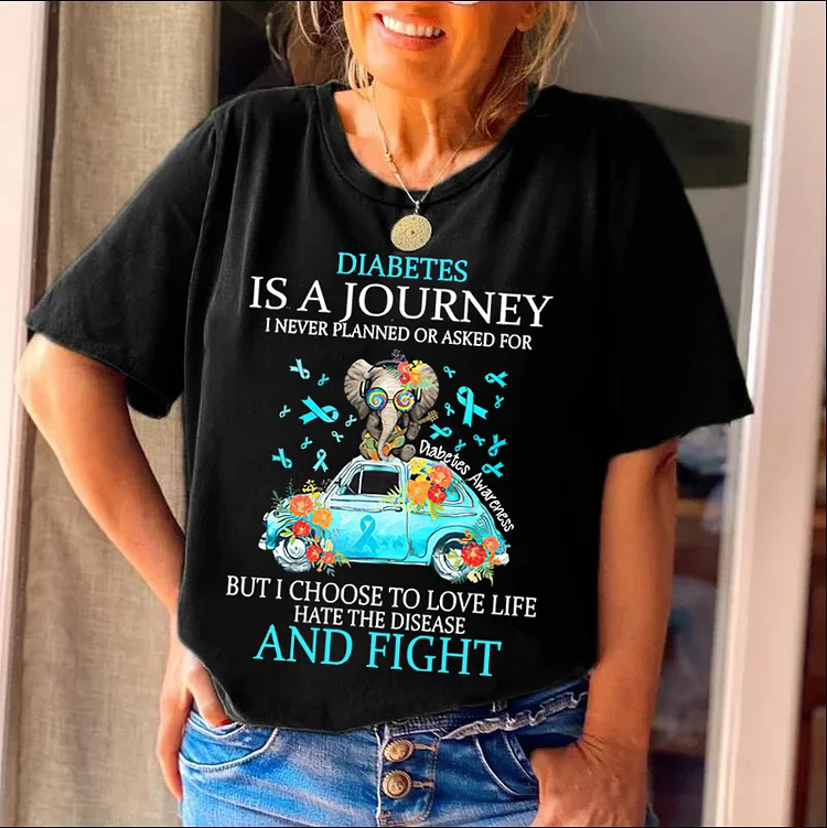 Diabetes Is A Journey I Never Planned Or Asked For Print Women's T-shirt socialshop