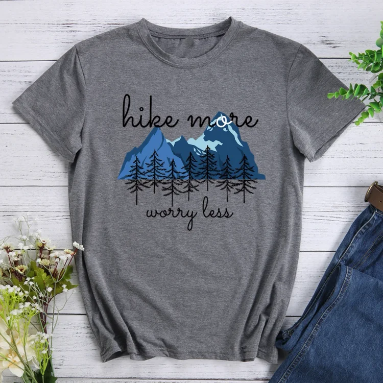 AL™  Hike More Worry Less Hiking T-shirts Tee -05260-Annaletters