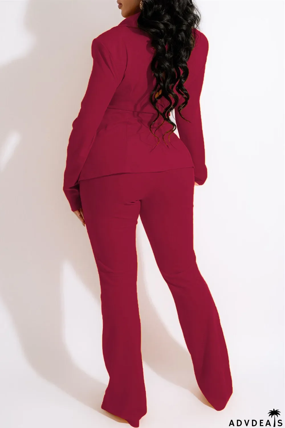 Purple Fashion Casual Solid Bandage Turndown Collar Long Sleeve Two Pieces