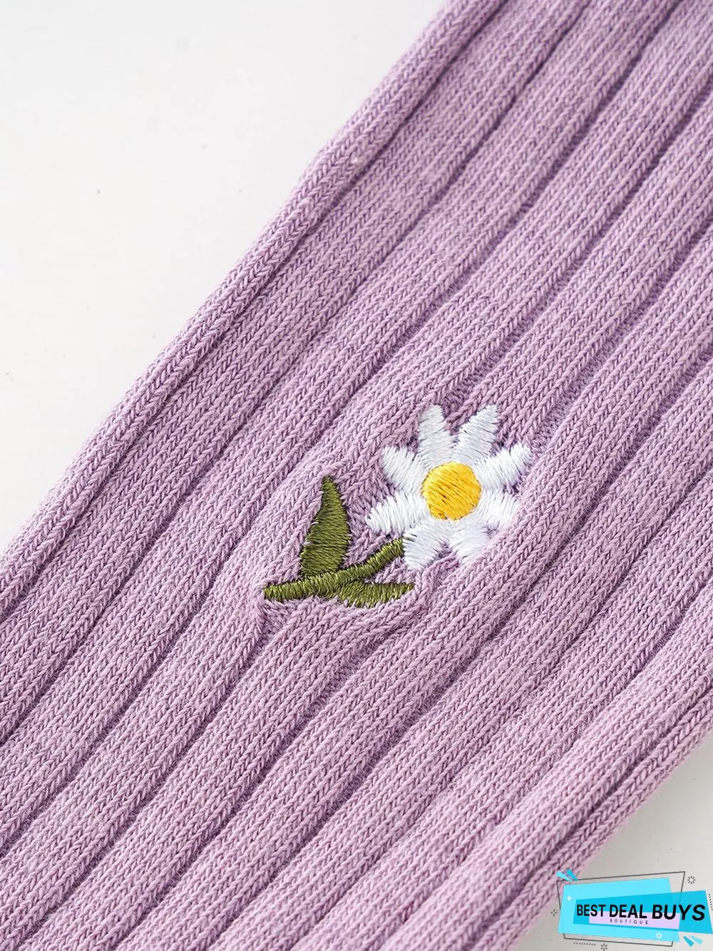 Casual Floral Embroidered Cotton Socks Daily Commuting Outdoor Accessories