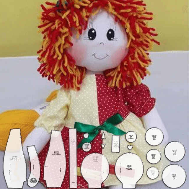 Cute Clown Cuddle Doll Sewing Pattern Ruler Set - With Instructions