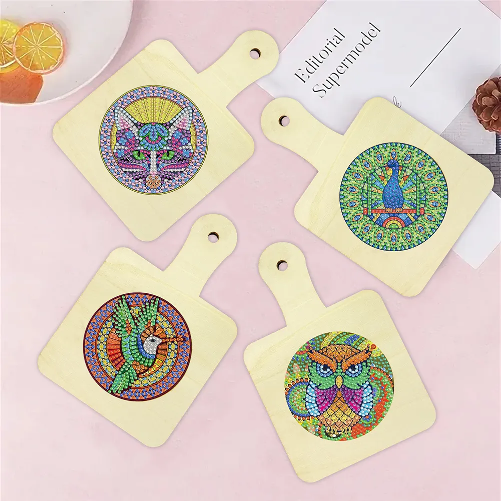 4Pcs Bird Series DIY Diamond Painting Placemats Rhinestone Table Mats for Adults