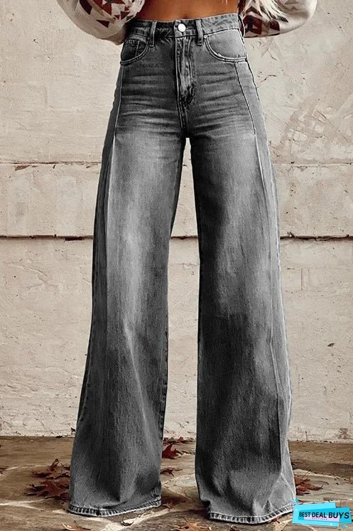 Meridress Distressed Wide Leg Casual Denim Pants