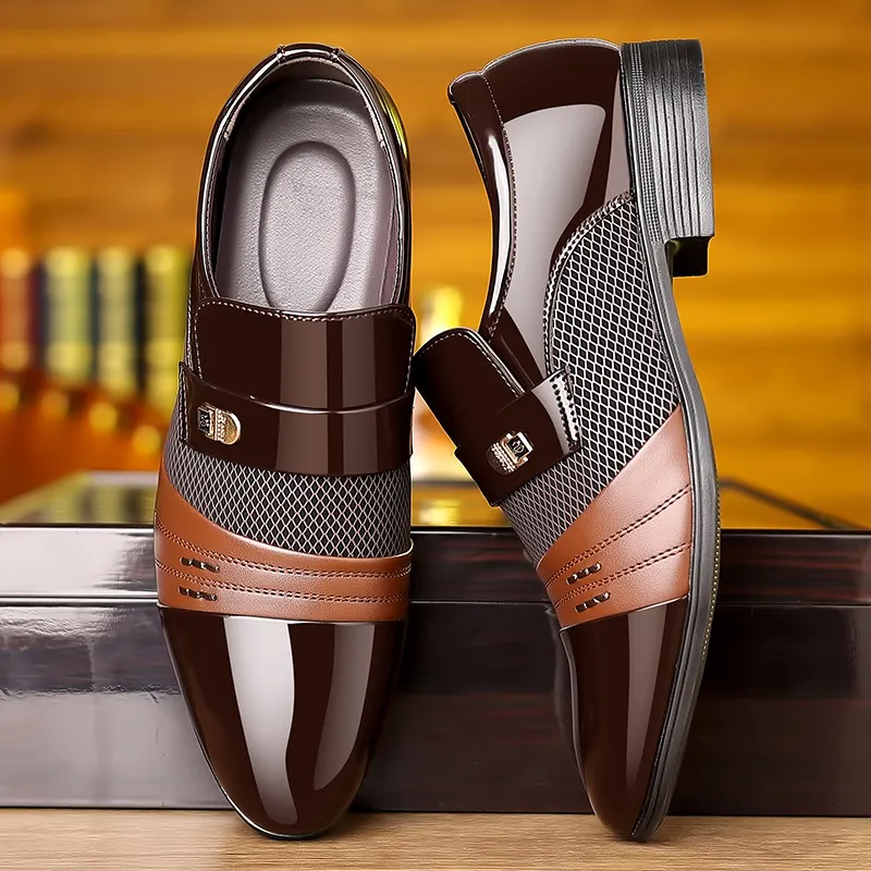 Churchf Churchf 7203 Three Color Wine Red Fashion Splicing Leather Shoes Man OPP Bag Packaging No Shoe Box