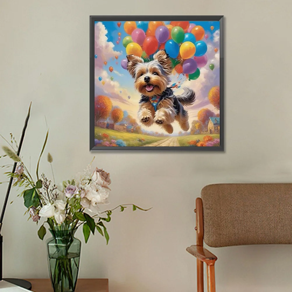 Diamond Painting - Full Round Drill - Balloon Puppy(Canvas|30*30cm)