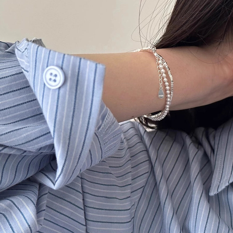 Korean-style Niche Heavy Industry Pearl Silver Beaded Bracelet Women’s Light Luxury Niche Exquisite Bracelet Trendy Bracelet For Girlfriends