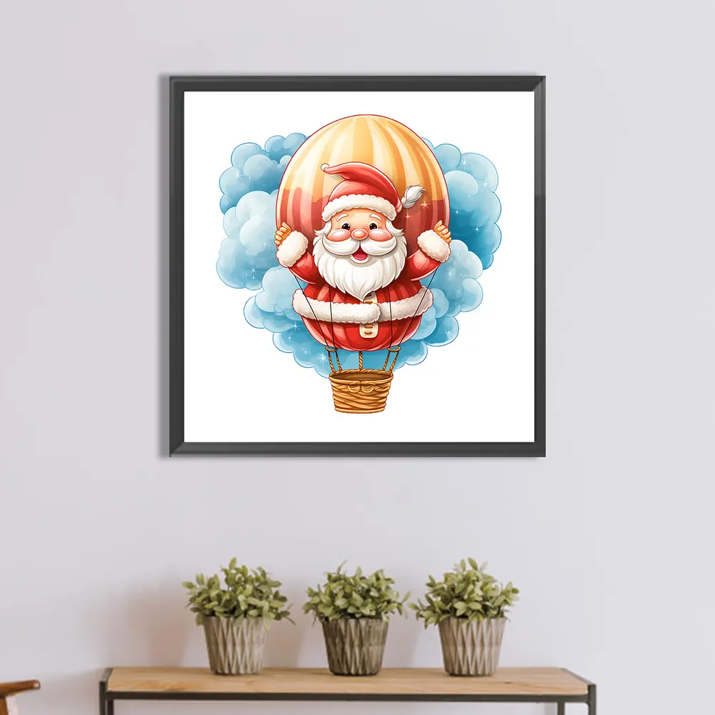 Full Round Diamond Painting 30*30cm - Hot Air Balloon Santa Claus
