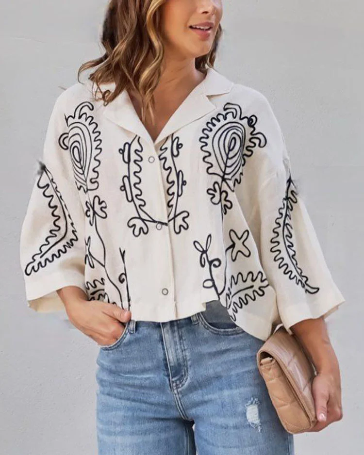 Simple Printed Long Sleeve Shirt