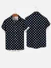 Royal Blue And Black Polka Dot Printing Men's Short Sleeve Shirt
