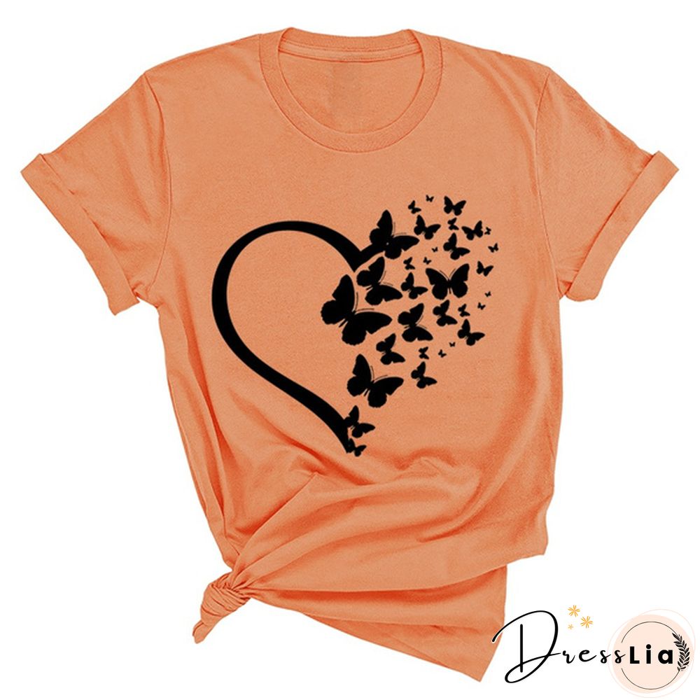 New Butterfly Print T Shirt Women Men Short Sleeve Tops Tees Summer Fashion Loose Casual T-Shirt