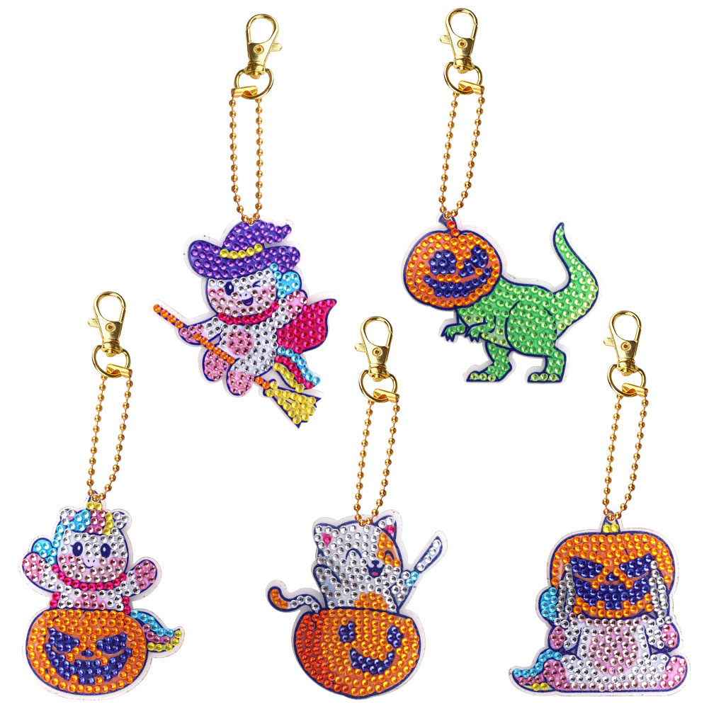 

5pcs Halloween Double Sided - 5D DIY Craft Keychain, 501 Original