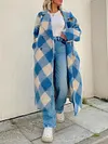 Diamond Color-Block Lapel Collar Buttoned Loose Stylish Outerwear