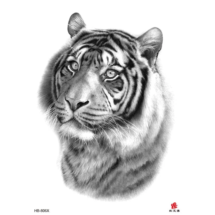 Waterproof Temporary Tattoo Sticker Lion King Clock Tiger Pattern Fake Tatto Black Body Art for Women Men Tattoo Sticker