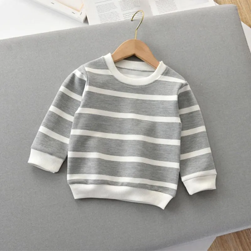 1-5 Years Spring-Fall T shirt Striped Long Sleeve Pullovers Baby Clothes Toldder Shirt Bottoming Shirt For Boys Girls