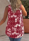 Plus Size Floral Print Wide Strap Curved Hem Casual Tank Top