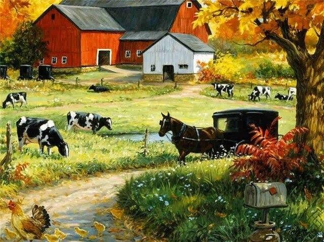 

Thriving Cows Farmhouse – Paint By Numbers - 40*50CM, 501 Original