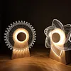 USB Power 3D Windmill Night Light Wooden Rotating Music Box Creative Gift Table Lamp Home Desktop 