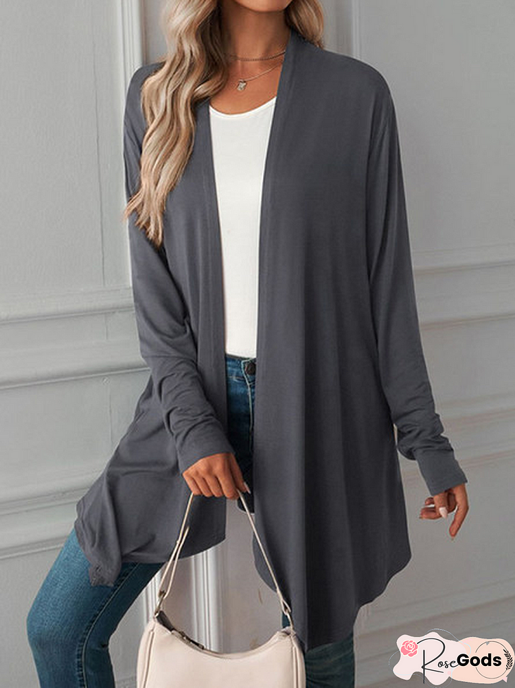 Women Casual Plain Autumn Micro-Elasticity Loose Long Sleeve Wrap Mid-Long Regular Size Other Coat