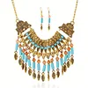Bohemian Style Tassel Pendant Chunky necklace Earrings Exaggerated Jewelry Set Women Birthday Party Gift