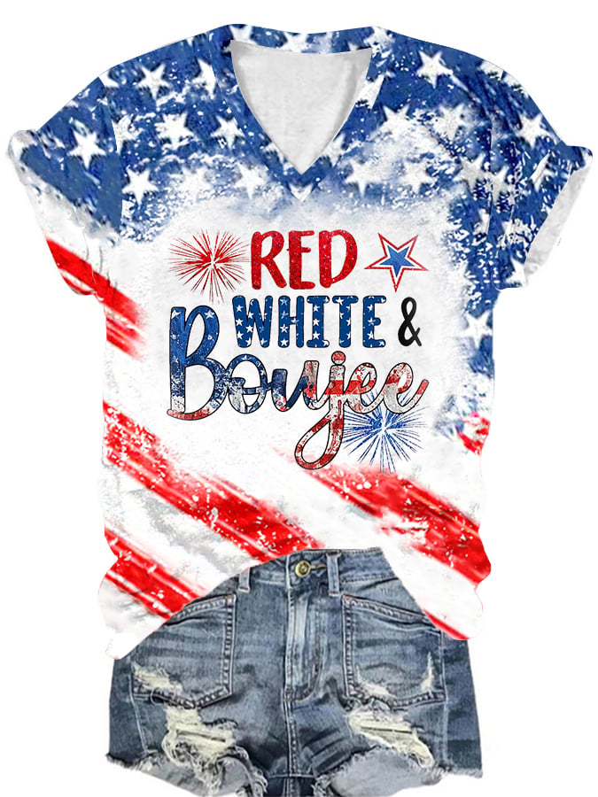 Women's Red White and Boujee Casual T-Shirt