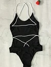 Backless Plain One-Piece Swimwear