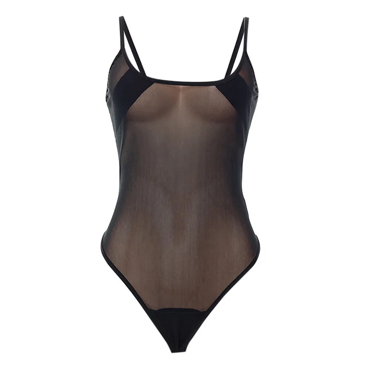 See Through Hollow Out Mesh Sexy Bodysuit - Modakawa Modakawa