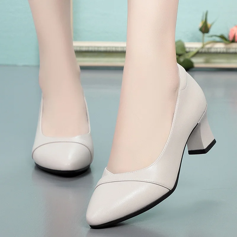 Breakj Breakj Sole Comfortable Flight Attendant Working Shoes Women's Black Professional Heel Mom Shoes Single-Mouthed Shoes Round Scalp Shoes