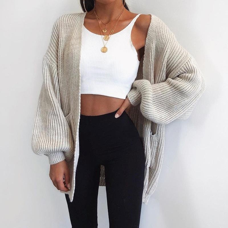 Loose-colored Long Cardigan In European and American Sweaters